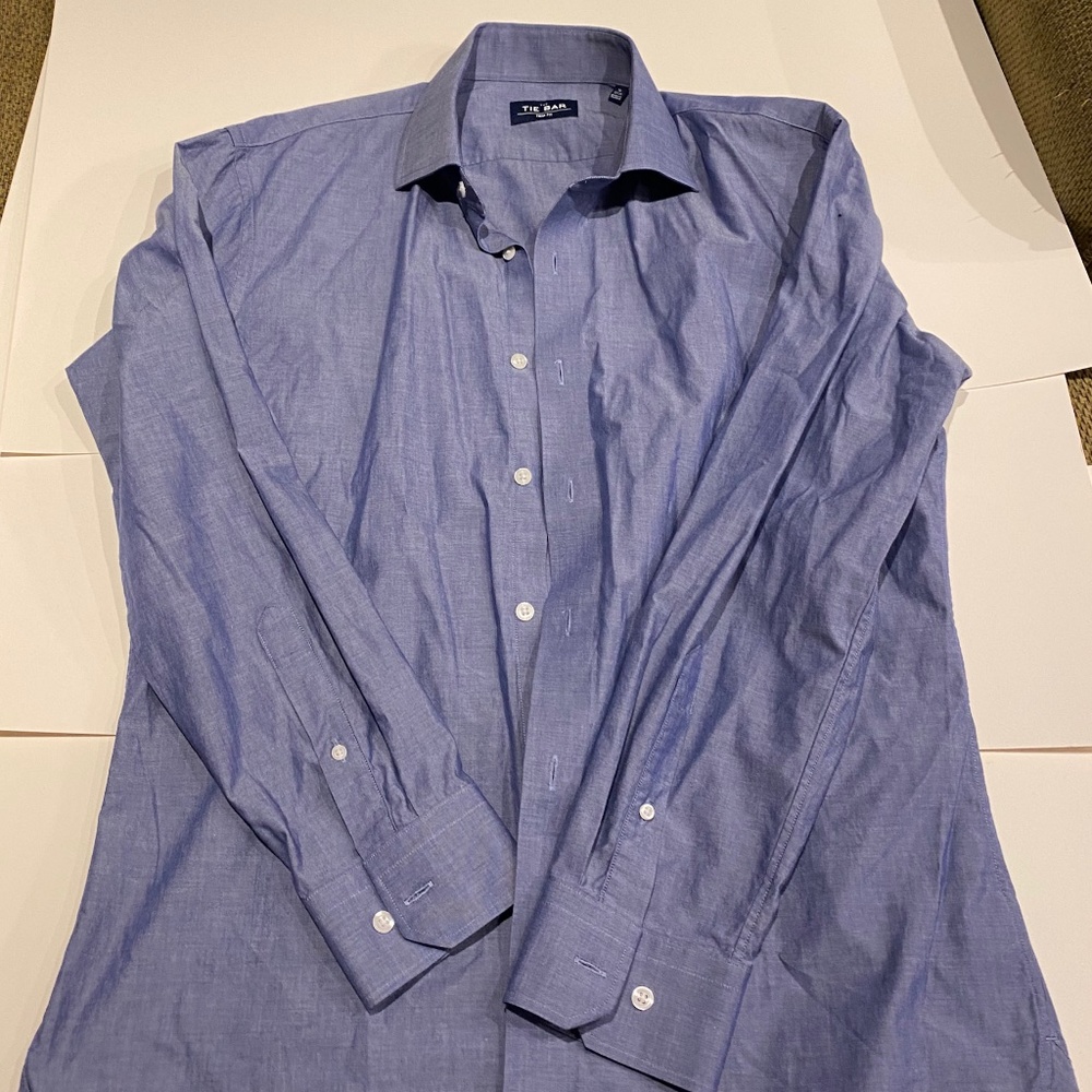 Tie Bar Blue Dress Shirt (16x32/33 (Medium))